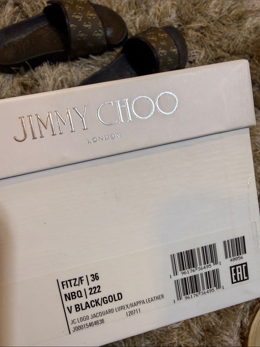 Jimmy Choo FITZ Black/Gold JC Monogrammed Slides - Picture 14 of 14